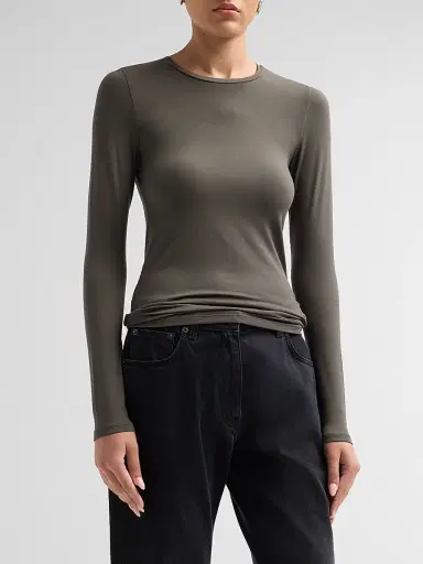 Majestic Filatures Women's Soft Touch Long-Sleeve Crewneck T-Shirt - Volcanic Rock | Thumbnail 4 Majestic Filatures Women's Soft Touch Long-Sleeve Crewneck T-Shirt - Volcanic Rock | Thumbnail 4