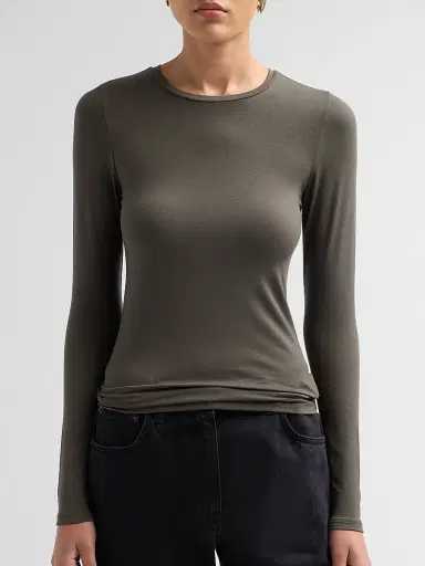 Majestic Filatures Women's Soft Touch Long-Sleeve Crewneck T-Shirt - Volcanic Rock | Thumbnail 5 Majestic Filatures Women's Soft Touch Long-Sleeve Crewneck T-Shirt - Volcanic Rock | Thumbnail 5