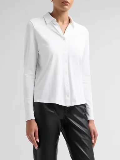 Majestic Filatures Women's Supima Cotton Button-Front Shirt - Blanc | Thumbnail 4 Majestic Filatures Women's Supima Cotton Button-Front Shirt - Blanc | Thumbnail 4