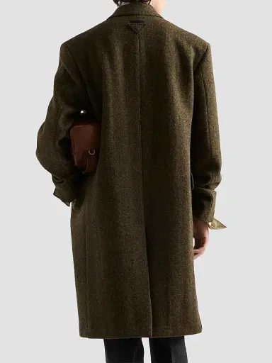 Prada Men's Single-Breasted Wool Coat - Green | Thumbnail 3 Prada Men's Single-Breasted Wool Coat - Green | Thumbnail 3