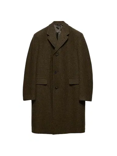 Prada Men's Single-Breasted Wool Coat - Green | Thumbnail 1 Prada Men's Single-Breasted Wool Coat - Green | Thumbnail 1