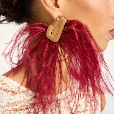 La Double J Ostrich Earrings | Thumbnail 2 La Double J Ostrich Earrings | Thumbnail 2