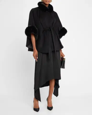 Sofia Cashmere Cashmere Shawl W/ Faux Fur Trim | Thumbnail 2 Sofia Cashmere Cashmere Shawl W/ Faux Fur Trim | Thumbnail 2
