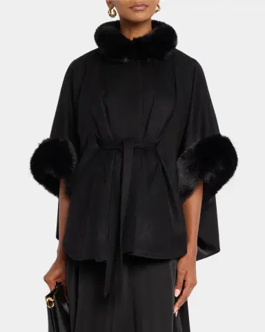 Sofia Cashmere Cashmere Shawl W/ Faux Fur Trim | Thumbnail 4 Sofia Cashmere Cashmere Shawl W/ Faux Fur Trim | Thumbnail 4