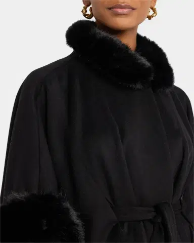 Sofia Cashmere Cashmere Shawl W/ Faux Fur Trim | Thumbnail 5 Sofia Cashmere Cashmere Shawl W/ Faux Fur Trim | Thumbnail 5