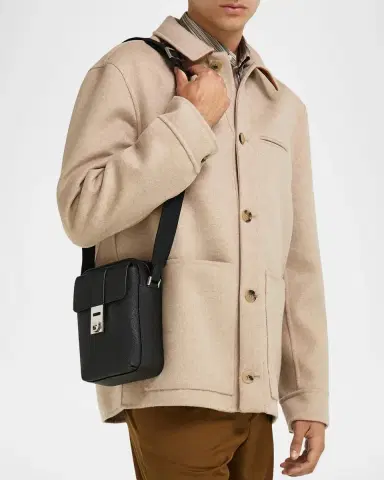 Ferragamo Men's Hug Buckle Leather Crossbody Bag | Thumbnail 2 Ferragamo Men's Hug Buckle Leather Crossbody Bag | Thumbnail 2
