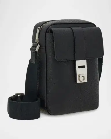 Ferragamo Men's Hug Buckle Leather Crossbody Bag | Thumbnail 3 Ferragamo Men's Hug Buckle Leather Crossbody Bag | Thumbnail 3