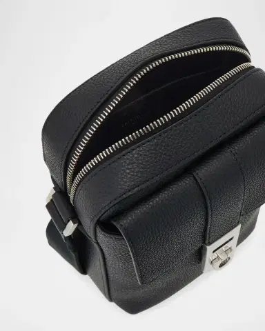 Ferragamo Men's Hug Buckle Leather Crossbody Bag | Thumbnail 4 Ferragamo Men's Hug Buckle Leather Crossbody Bag | Thumbnail 4