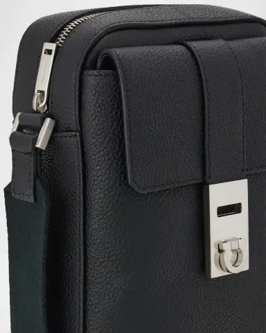Ferragamo Men's Hug Buckle Leather Crossbody Bag | Thumbnail 6 Ferragamo Men's Hug Buckle Leather Crossbody Bag | Thumbnail 6