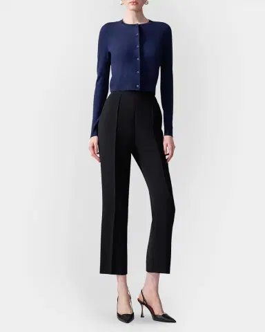 Carolina Herrera Cotton-Silk Crop Crewneck Cardigan | Thumbnail 2 Carolina Herrera Cotton-Silk Crop Crewneck Cardigan | Thumbnail 2