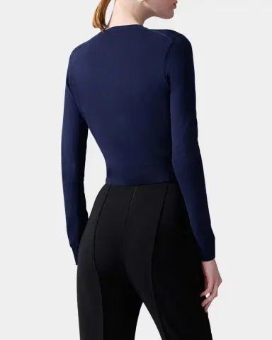 Carolina Herrera Cotton-Silk Crop Crewneck Cardigan | Thumbnail 3 Carolina Herrera Cotton-Silk Crop Crewneck Cardigan | Thumbnail 3