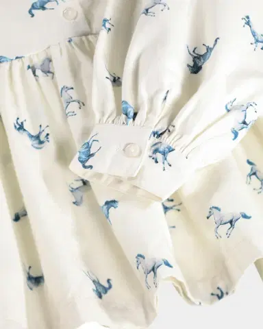 Molo Girl's Rilla Horse-Print Tunic Shirt, Size3-6 | Thumbnail 4 Molo Girl's Rilla Horse-Print Tunic Shirt, Size3-6 | Thumbnail 4