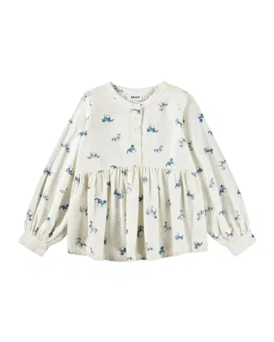 Molo Girl's Rilla Horse-Print Tunic Shirt, Size3-6 | Thumbnail 1 Molo Girl's Rilla Horse-Print Tunic Shirt, Size3-6 | Thumbnail 1