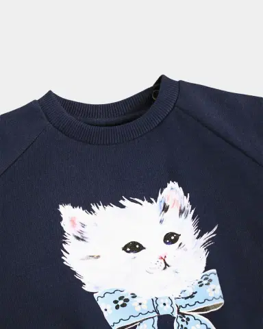 Molo Girl's Disc Fancy Kitty Cotton Sweatshirt, Size 6M-2 | Thumbnail 3 Molo Girl's Disc Fancy Kitty Cotton Sweatshirt, Size 6M-2 | Thumbnail 3
