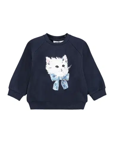 Molo Girl's Disc Fancy Kitty Cotton Sweatshirt, Size 6M-2 | Thumbnail 1 Molo Girl's Disc Fancy Kitty Cotton Sweatshirt, Size 6M-2 | Thumbnail 1