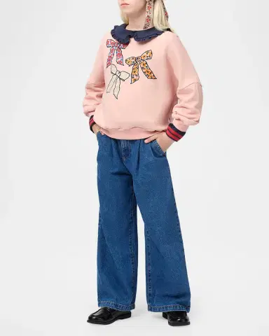 Molo Girl's Marika Bow-Embroidered Sweatshirt, Size 8-12 | Thumbnail 2 Molo Girl's Marika Bow-Embroidered Sweatshirt, Size 8-12 | Thumbnail 2