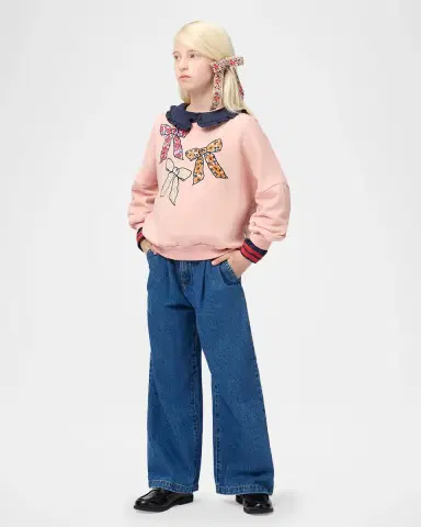 Molo Girl's Marika Bow-Embroidered Sweatshirt, Size 4-6 | Thumbnail 2 Molo Girl's Marika Bow-Embroidered Sweatshirt, Size 4-6 | Thumbnail 2