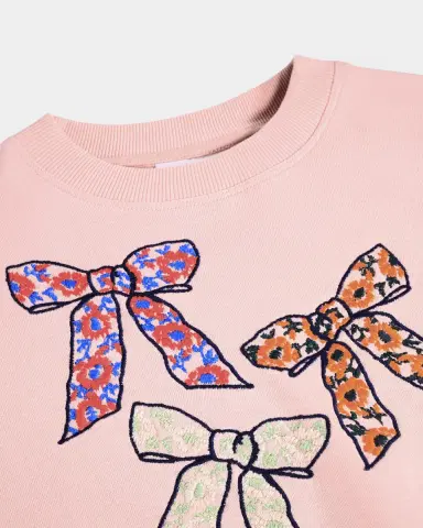 Molo Girl's Marika Bow-Embroidered Sweatshirt, Size 4-6 | Thumbnail 4 Molo Girl's Marika Bow-Embroidered Sweatshirt, Size 4-6 | Thumbnail 4