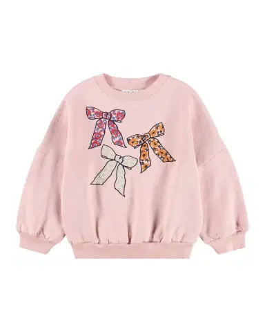 Molo Girl's Marika Bow-Embroidered Sweatshirt, Size 4-6 | Thumbnail 1 Molo Girl's Marika Bow-Embroidered Sweatshirt, Size 4-6 | Thumbnail 1