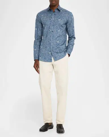 Etro Men's Cotton-Stretch Paisley Sport Shirt | Thumbnail 2 Etro Men's Cotton-Stretch Paisley Sport Shirt | Thumbnail 2