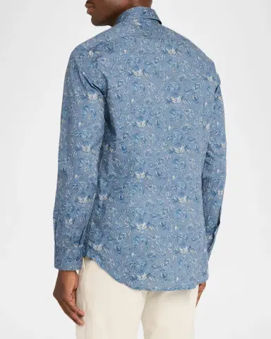 Etro Men's Cotton-Stretch Paisley Sport Shirt | Thumbnail 3 Etro Men's Cotton-Stretch Paisley Sport Shirt | Thumbnail 3