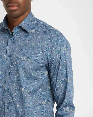 Etro Men's Cotton-Stretch Paisley Sport Shirt | Thumbnail 5 Etro Men's Cotton-Stretch Paisley Sport Shirt | Thumbnail 5
