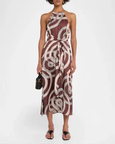 MISA Los Angeles Lisa Swirl-Print Satin Midi Dress | Thumbnail 2 MISA Los Angeles Lisa Swirl-Print Satin Midi Dress | Thumbnail 2