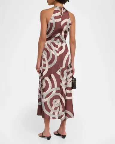 MISA Los Angeles Lisa Swirl-Print Satin Midi Dress | Thumbnail 3 MISA Los Angeles Lisa Swirl-Print Satin Midi Dress | Thumbnail 3