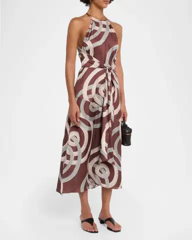 MISA Los Angeles Lisa Swirl-Print Satin Midi Dress | Thumbnail 4 MISA Los Angeles Lisa Swirl-Print Satin Midi Dress | Thumbnail 4