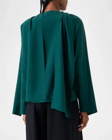 Akris Silk Crepe Sleeve Panel Button-Down Blouse | Thumbnail 3 Akris Silk Crepe Sleeve Panel Button-Down Blouse | Thumbnail 3