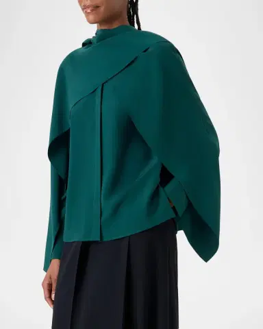 Akris Silk Crepe Sleeve Panel Button-Down Blouse | Thumbnail 6 Akris Silk Crepe Sleeve Panel Button-Down Blouse | Thumbnail 6