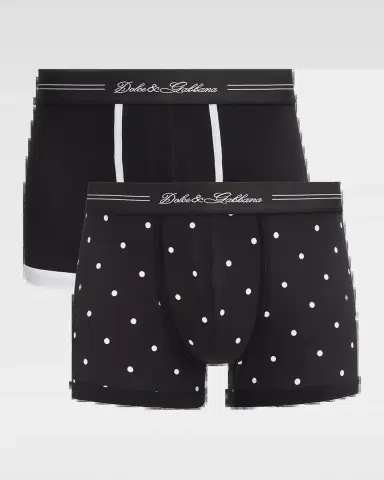 Dolce & Gabbana Men's Mixed Solid and Polka Dot 2-Pack Boxer Briefs | Thumbnail 2 Dolce & Gabbana Men's Mixed Solid and Polka Dot 2-Pack Boxer Briefs | Thumbnail 2