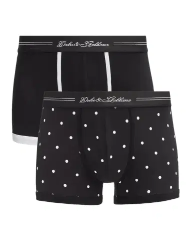 Dolce & Gabbana Men's Mixed Solid and Polka Dot 2-Pack Boxer Briefs | Thumbnail 1 Dolce & Gabbana Men's Mixed Solid and Polka Dot 2-Pack Boxer Briefs | Thumbnail 1