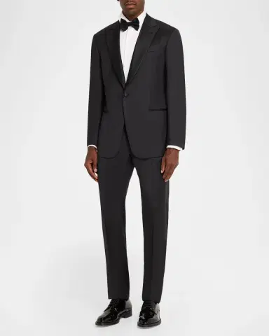 Giorgio Armani Men's Diamond-Woven Stretch-Virgin Wool Tuxedo | Thumbnail 2 Giorgio Armani Men's Diamond-Woven Stretch-Virgin Wool Tuxedo | Thumbnail 2