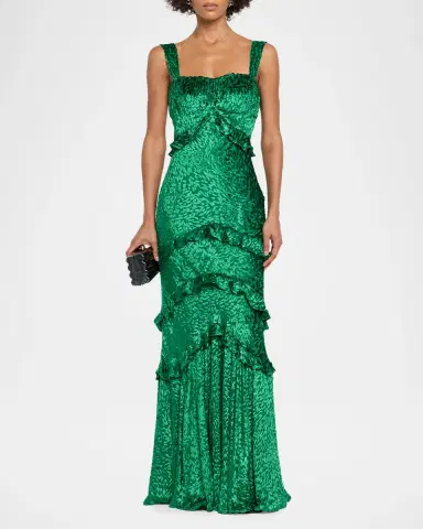 Saloni Chandra Floral Ruffled Gown | Thumbnail 2 Saloni Chandra Floral Ruffled Gown | Thumbnail 2