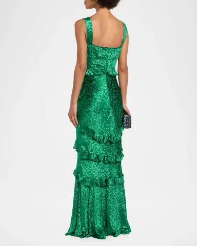 Saloni Chandra Floral Ruffled Gown | Thumbnail 3 Saloni Chandra Floral Ruffled Gown | Thumbnail 3
