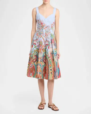 Etro Sleeveless Paisley-Print Pleated Cotton Midi Dress | Thumbnail 2 Etro Sleeveless Paisley-Print Pleated Cotton Midi Dress | Thumbnail 2