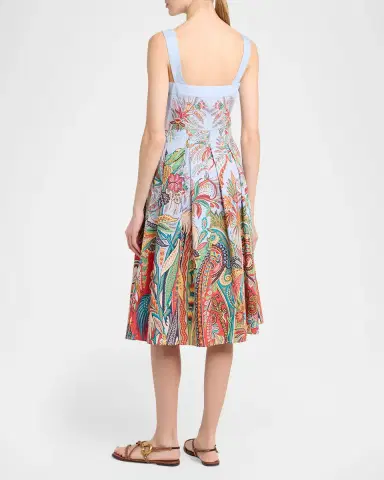 Etro Sleeveless Paisley-Print Pleated Cotton Midi Dress | Thumbnail 3 Etro Sleeveless Paisley-Print Pleated Cotton Midi Dress | Thumbnail 3