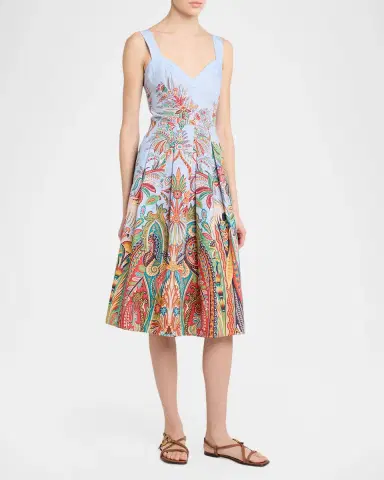 Etro Sleeveless Paisley-Print Pleated Cotton Midi Dress | Thumbnail 4 Etro Sleeveless Paisley-Print Pleated Cotton Midi Dress | Thumbnail 4
