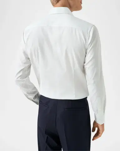 Eton Men's Textured Cotton Contemporary-Fit Piqué Shirt | Thumbnail 2 Eton Men's Textured Cotton Contemporary-Fit Piqué Shirt | Thumbnail 2
