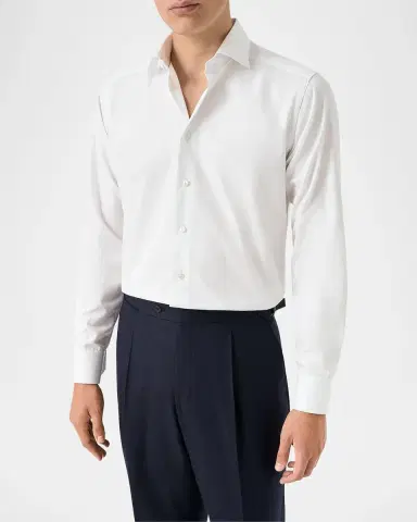 Eton Men's Textured Cotton Contemporary-Fit Piqué Shirt | Thumbnail 3 Eton Men's Textured Cotton Contemporary-Fit Piqué Shirt | Thumbnail 3