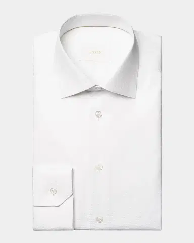Eton Men's Textured Cotton Contemporary-Fit Piqué Shirt | Thumbnail 6 Eton Men's Textured Cotton Contemporary-Fit Piqué Shirt | Thumbnail 6