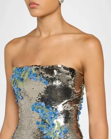 MONIQUE LHUILLIER Textured Strapless Column Gown | Thumbnail 5 MONIQUE LHUILLIER Textured Strapless Column Gown | Thumbnail 5