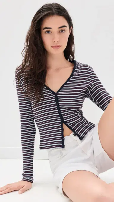 Good American The Rib Cardigan Ivy tripe | Thumbnail 2 Good American The Rib Cardigan Ivy tripe | Thumbnail 2
