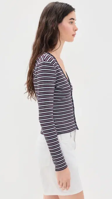 Good American The Rib Cardigan Ivy tripe | Thumbnail 4 Good American The Rib Cardigan Ivy tripe | Thumbnail 4