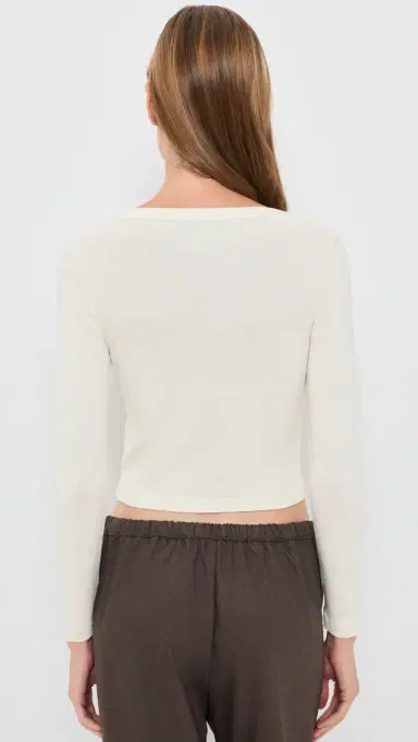 ENZA COSTA upima Cotton V Neck Cardigan Cloud | Thumbnail 3 ENZA COSTA upima Cotton V Neck Cardigan Cloud | Thumbnail 3