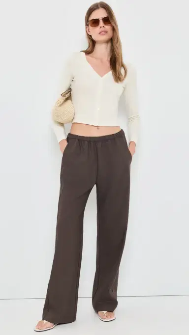 ENZA COSTA upima Cotton V Neck Cardigan Cloud | Thumbnail 5 ENZA COSTA upima Cotton V Neck Cardigan Cloud | Thumbnail 5