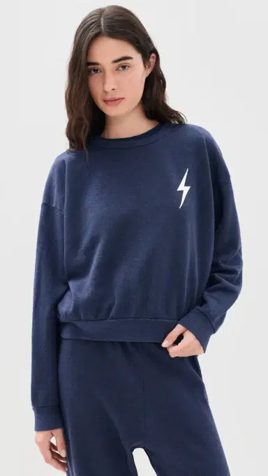 Aviator Nation Bolt titch Crew Sweatshirt Navy/White | Thumbnail 2 Aviator Nation Bolt titch Crew Sweatshirt Navy/White | Thumbnail 2