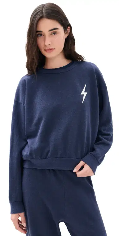 Aviator Nation Bolt titch Crew Sweatshirt Navy/White | Thumbnail 1 Aviator Nation Bolt titch Crew Sweatshirt Navy/White | Thumbnail 1