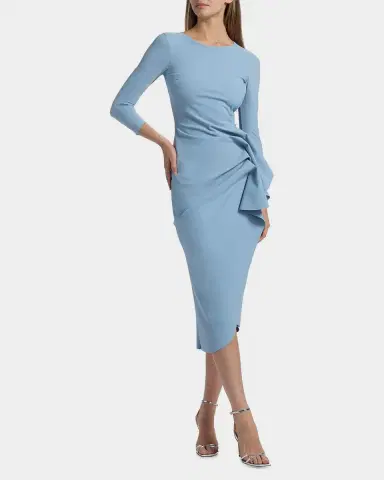 Chiara Boni La Petite Robe Wang Draped High-Low Midi Sheath Dress | Thumbnail 2 Chiara Boni La Petite Robe Wang Draped High-Low Midi Sheath Dress | Thumbnail 2